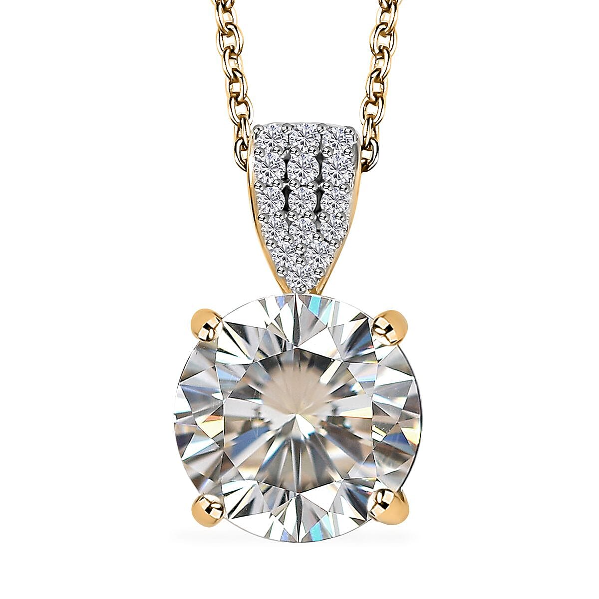 Strontium Titanate and Moissanite Pendant Necklace 20 Inches in Vermeil Yellow Gold Over Sterling Silver 5.90 ctw image number 0
