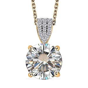 Strontium Titanate and Moissanite Pendant Necklace 20 Inches in Vermeil Yellow Gold Over Sterling Silver 5.90 ctw