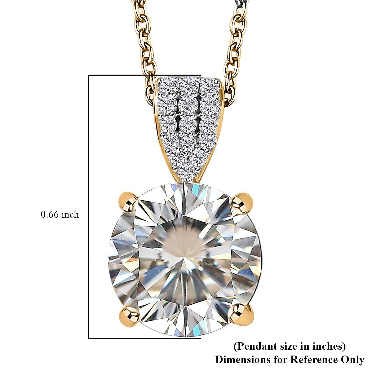 Strontium Titanate and Moissanite Pendant Necklace 20 Inches in Vermeil Yellow Gold Over Sterling Silver 5.90 ctw image number 6