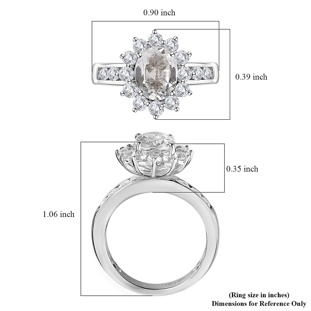 White Topaz Set of 2 Bridal Ring in Platinum Over Sterling Silver (Size 8.0) 4.75 ctw
