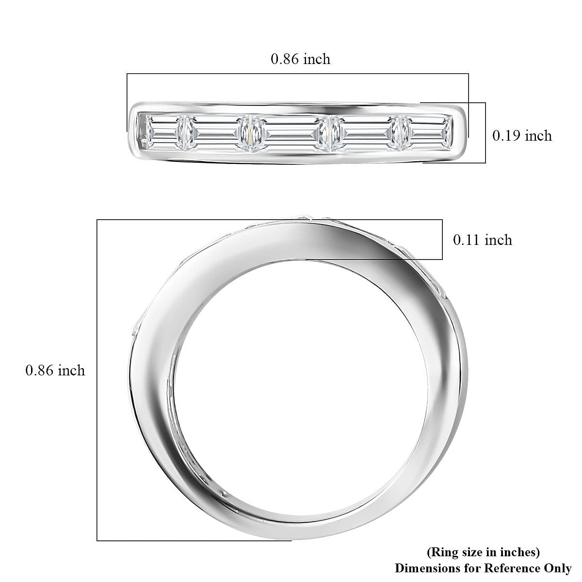 White Topaz Set of 2 Bridal Ring in Platinum Over Sterling Silver (Size 8.0) 4.75 ctw