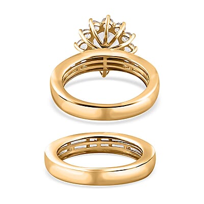 White Topaz Set of 2 Bridal Ring in Vermeil Yellow Gold Over Sterling Silver (Size 5.0) 4.75 ctw