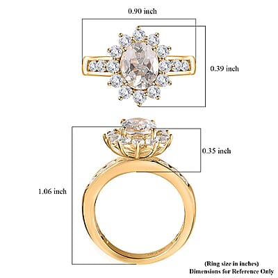 White Topaz Set of 2 Bridal Ring in Vermeil Yellow Gold Over Sterling Silver (Size 5.0) 4.75 ctw