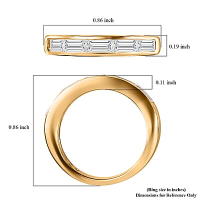 White Topaz Set of 2 Bridal Ring in Vermeil Yellow Gold Over Sterling Silver (Size 5.0) 4.75 ctw