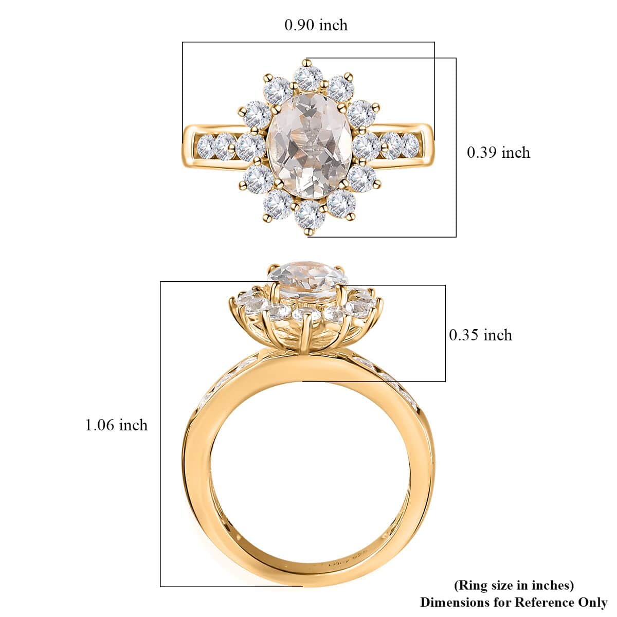 White Topaz Set of 2 Bridal Ring in Vermeil Yellow Gold Over Sterling Silver (Size 8.0) 4.75 ctw image number 5