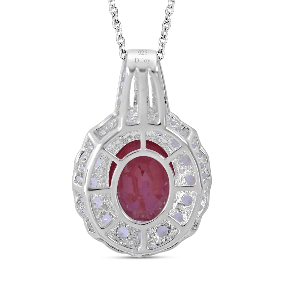 Niassa Ruby (FF), White Topaz Pendant Necklace (18 Inches) in Platinum Over Sterling Silver 9.25 ctw image number 3