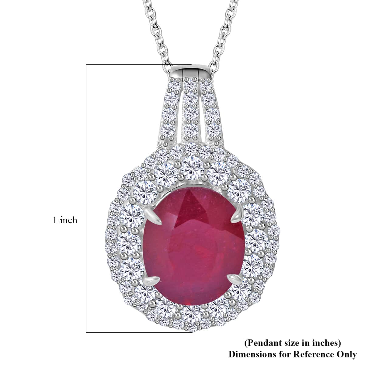 Niassa Ruby (FF), White Topaz Pendant Necklace (18 Inches) in Platinum Over Sterling Silver 9.25 ctw image number 4