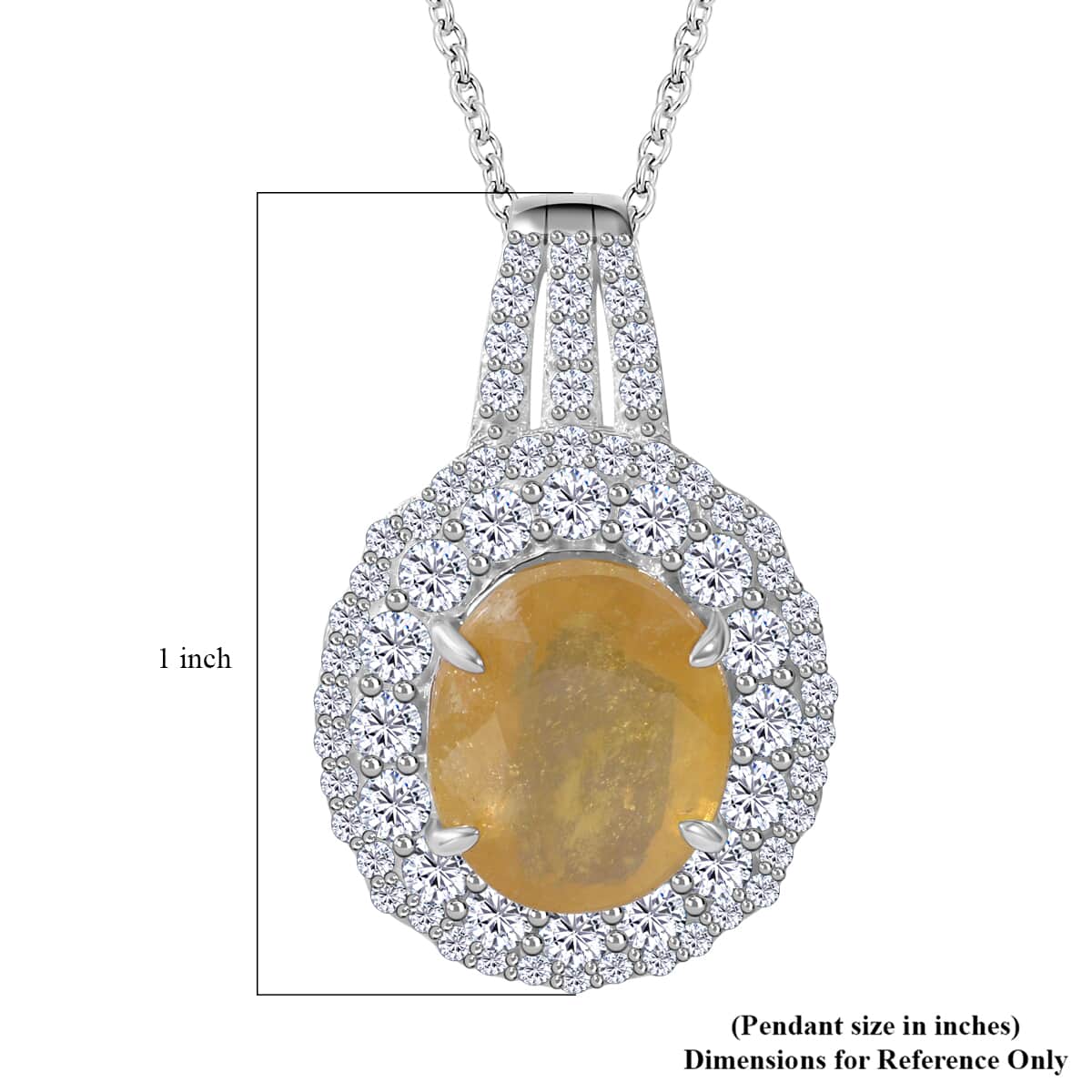 Yellow Sapphire (FF) and White Topaz Double Halo Pendant Necklace 18 Inches in Platinum Over Sterling Silver 9.85 ctw image number 4