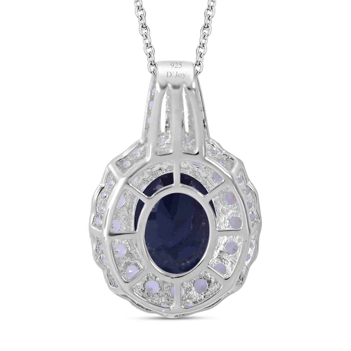 Masoala Sapphire (D) and White Topaz Double Halo Pendant Necklace 18 Inches in Platinum Over Sterling Silver 9.15 ctw image number 3
