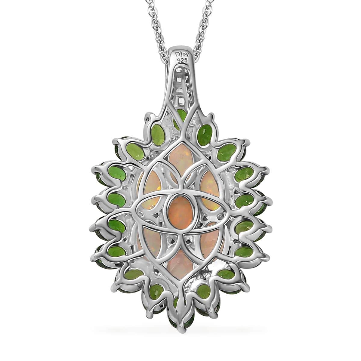 Ethiopian Welo Opal, Multi Gemstone Floral Pendant Necklace (20 Inches) in Platinum Over Sterling Silver image number 5