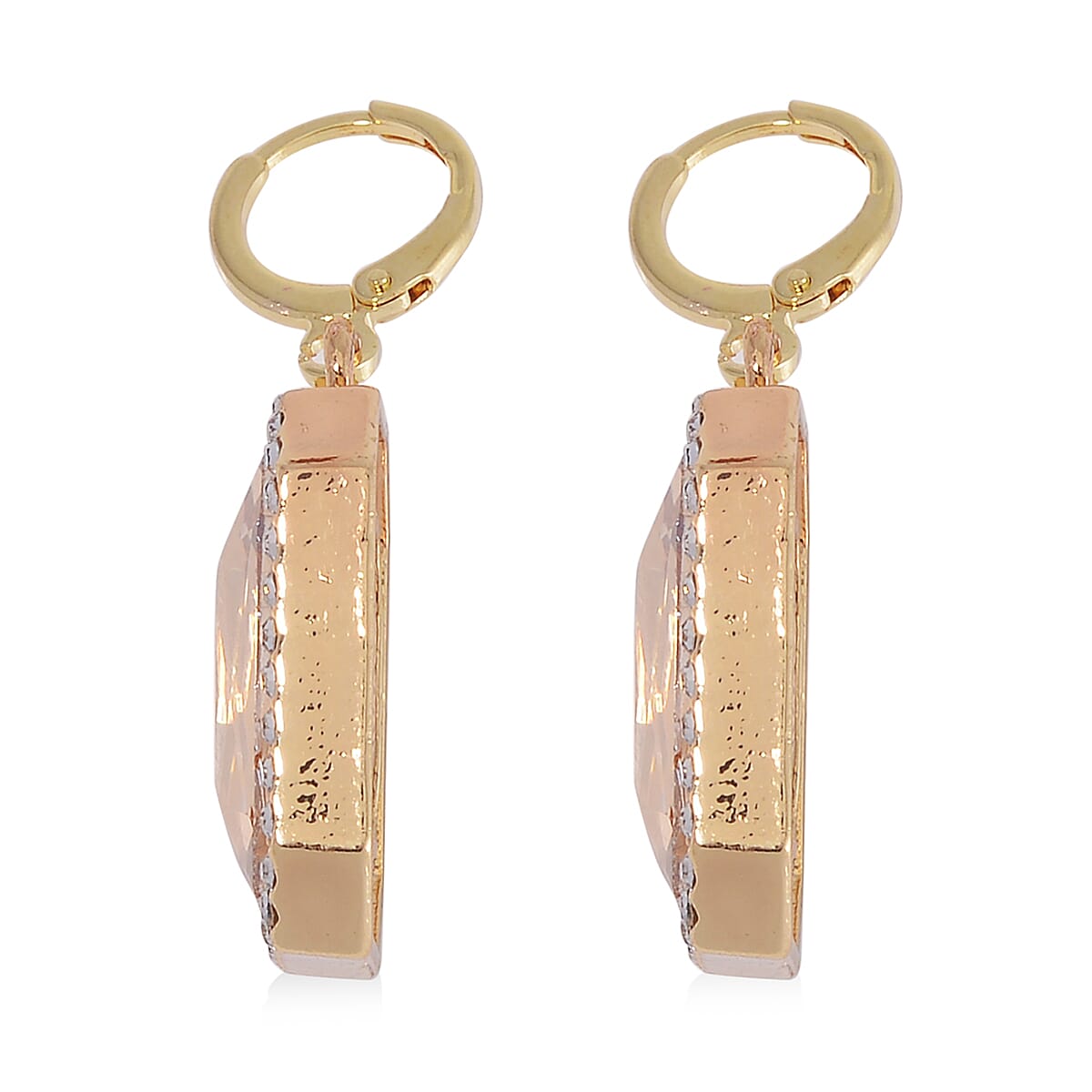 Simulated Champagne Quartz, Austrian Crystal and Simulated Brown Pearl 3 Row Necklace 16-20 Inches, Stretch Bracelet and Earrings in Goldtone image number 7