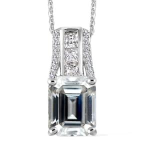 Moissanite Bridge Pendant Necklace 20 Inches in Platinum Over Sterling Silver 4.00 ctw
