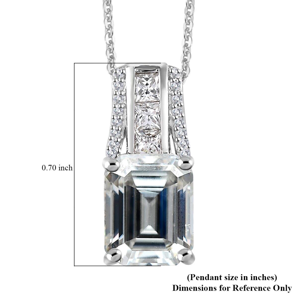 Moissanite Bridge Pendant Necklace 20 Inches in Platinum Over Sterling Silver 4.00 ctw image number 6