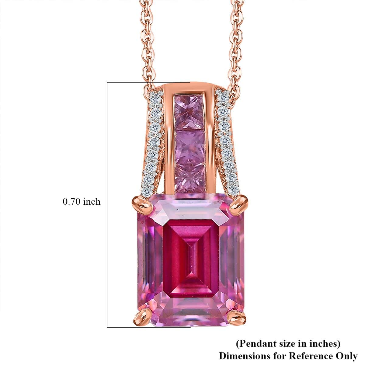 Pink Moissanite and Multi Gemstone Bridge Pendant Necklace 20 Inches in Vermeil Rose Gold Over Sterling Silver 4.30 ctw image number 5