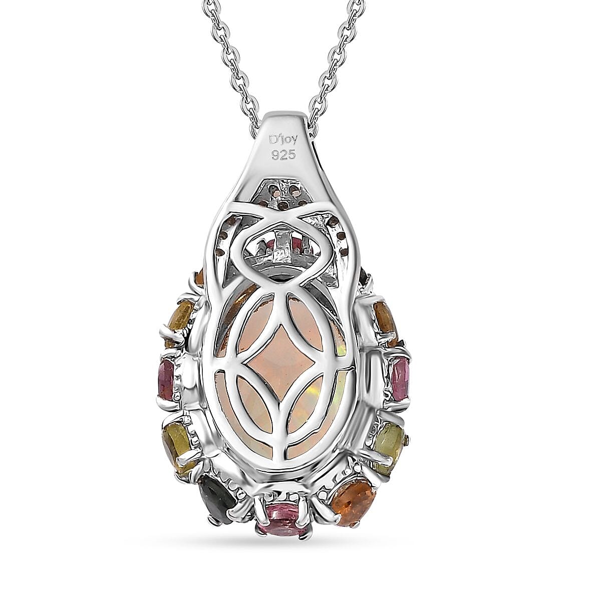 Premium Ethiopian Welo Opal and Multi Gemstone Pendant Necklace 20 Inches in Platinum Over Sterling Silver 5.85 ctw image number 5