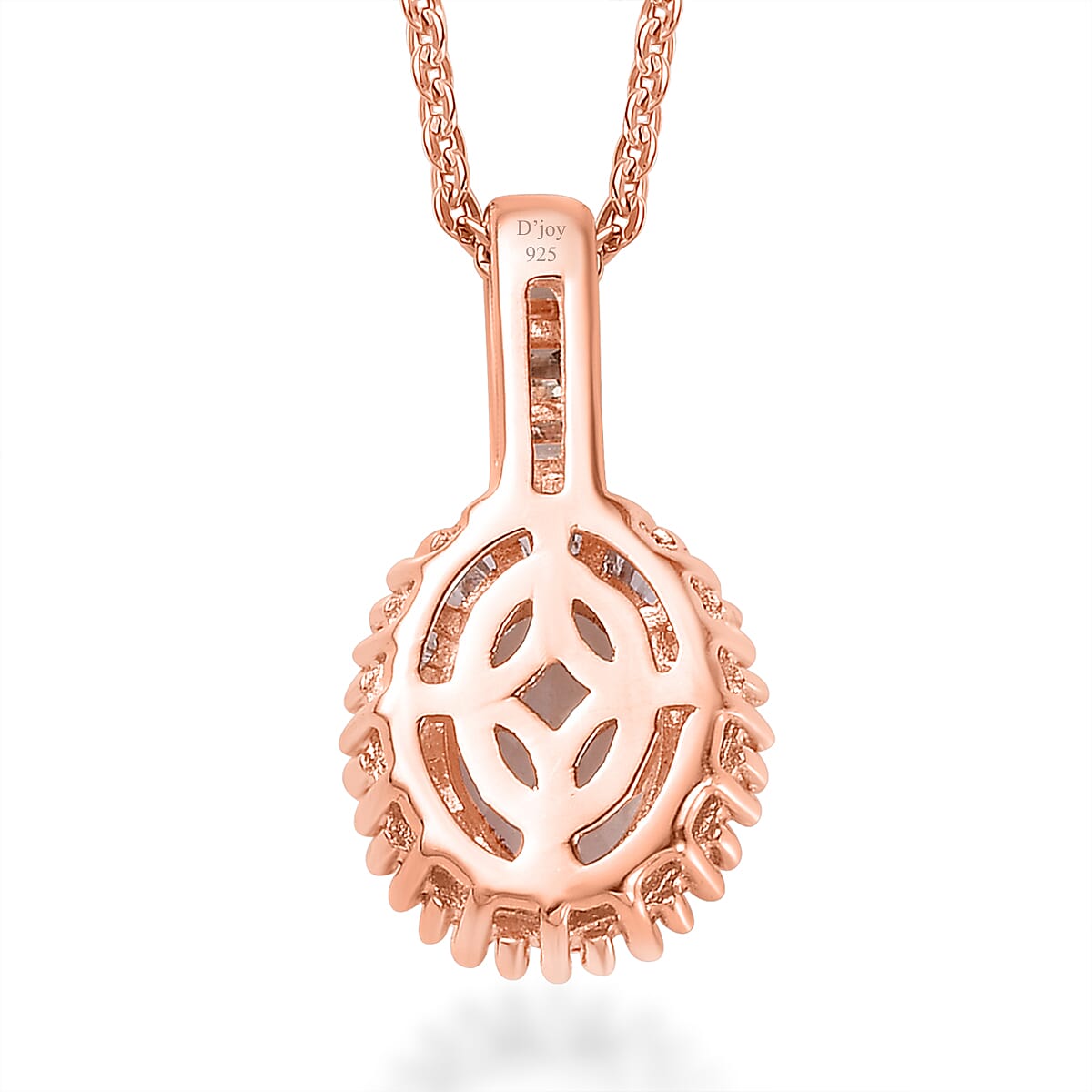 Premium Marropino Morganite, Natural Champagne and White Diamond (0.20 cts) Halo Pendant Necklace (20 Inches) in Vermeil RG Over Sterling Silver