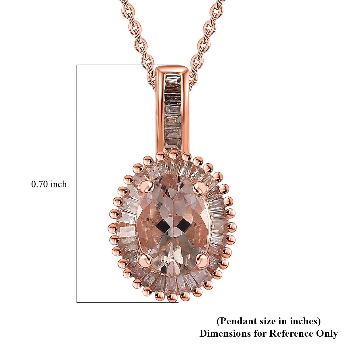 Premium Marropino Morganite, Natural Champagne and White Diamond (0.20 cts) Halo Pendant Necklace (20 Inches) in Vermeil RG Over Sterling Silver