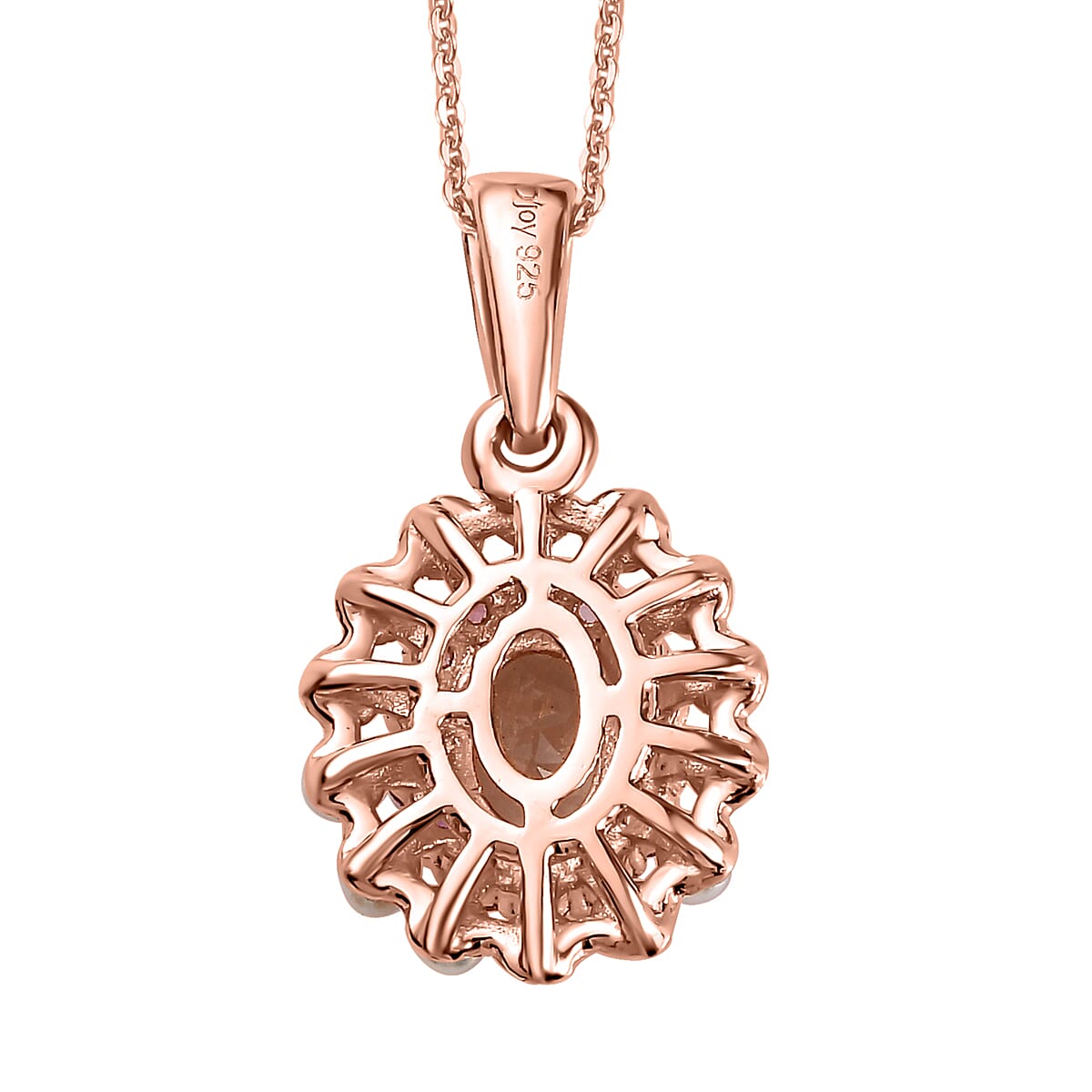 Premium Marropino Morganite, Multi Gemstone Floral Pendant Necklace (20 Inches) in Vermeil RG Over Sterling Silver