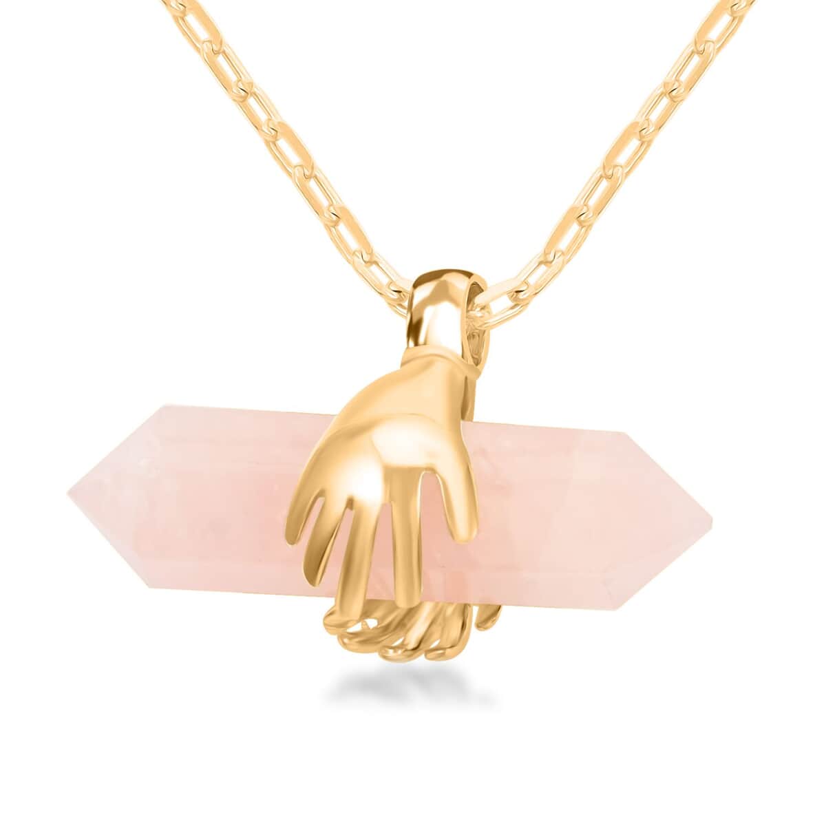 Galilea Rose Quartz Pendant Necklace 18.5-20.5 Inches in Goldtone 48.50 ctw image number 0