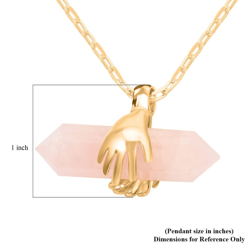 Galilea Rose Quartz Pendant Necklace 18.5-20.5 Inches in Goldtone 48.50 ctw
