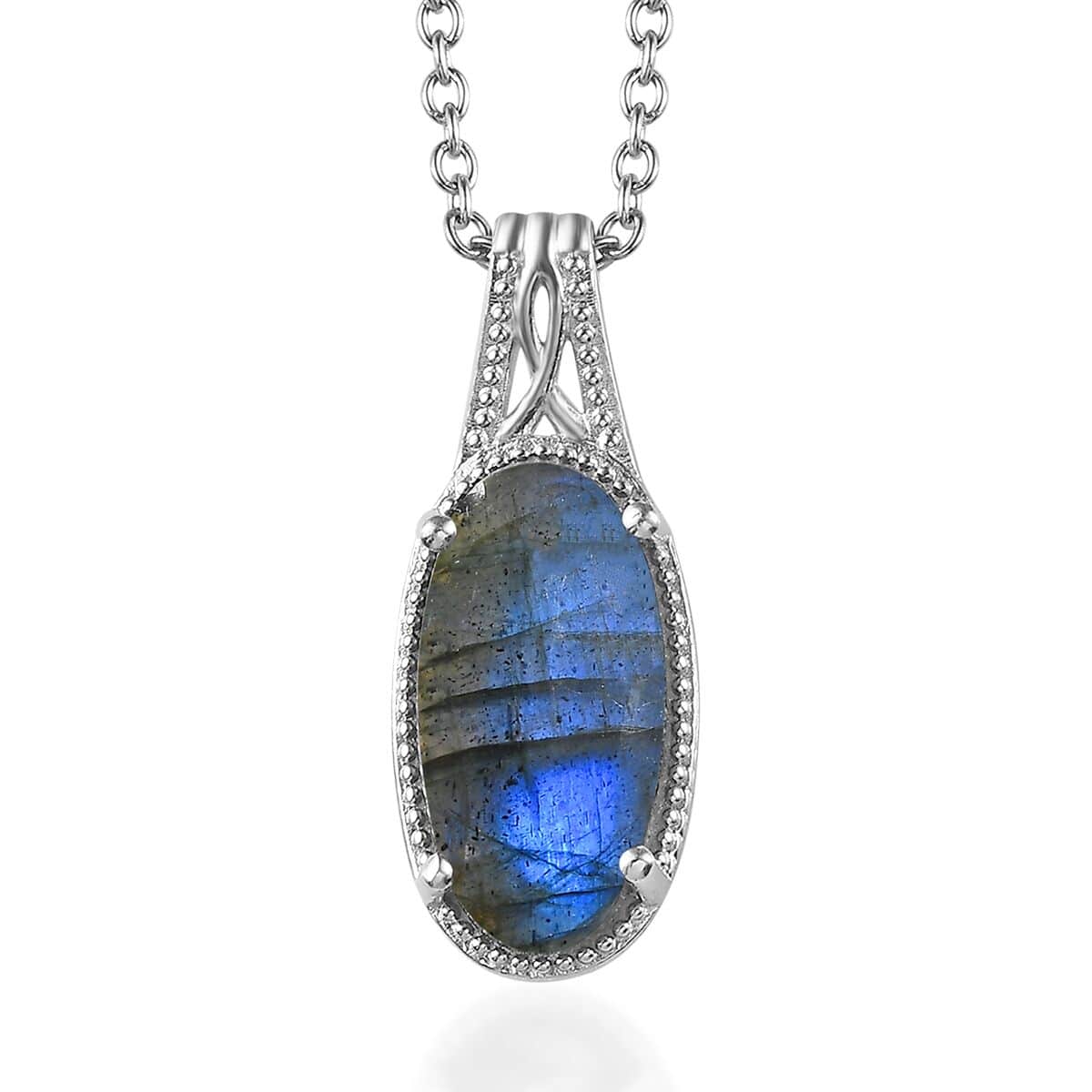 Karis Malagasy Labradorite Pendant in Platinum Bond with Stainless Steel Necklace 20 Inches 4.50 ctw image number 0