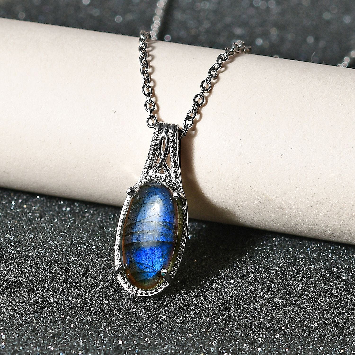 Karis Malagasy Labradorite Pendant in Platinum Bond with Stainless Steel Necklace 20 Inches 4.50 ctw