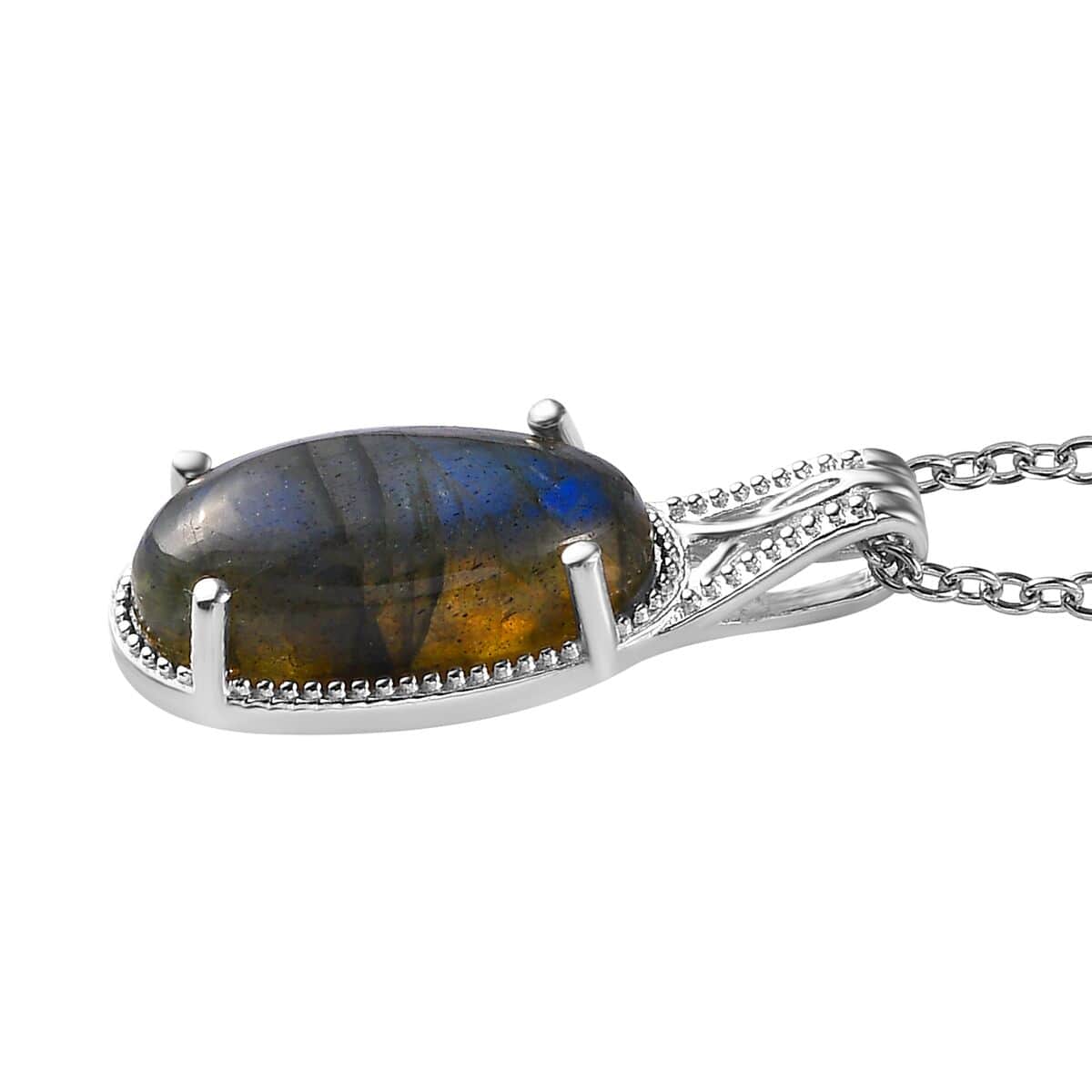 Karis Malagasy Labradorite Pendant in Platinum Bond with Stainless Steel Necklace 20 Inches 4.50 ctw image number 3