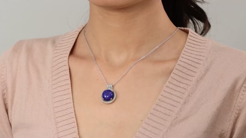 Lapis Lazuli Pendant in Platinum Over Copper with Stainless Steel Necklace 20 Inches 14.00 ctw