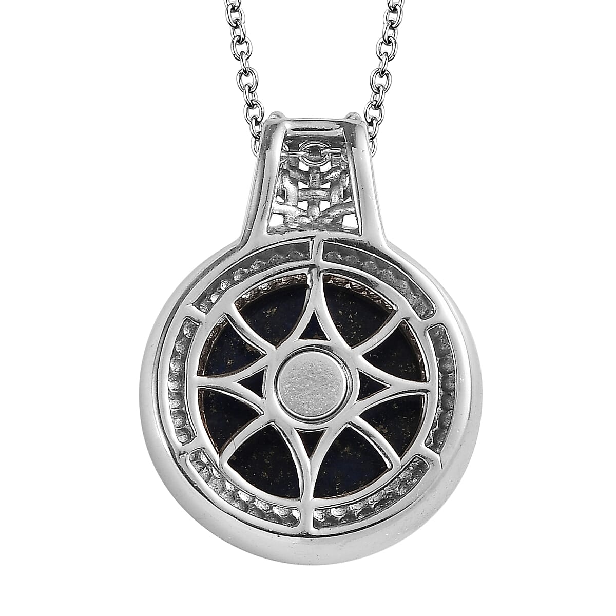 Lapis Lazuli Pendant in Platinum Over Copper with Stainless Steel Necklace 20 Inches 14.00 ctw