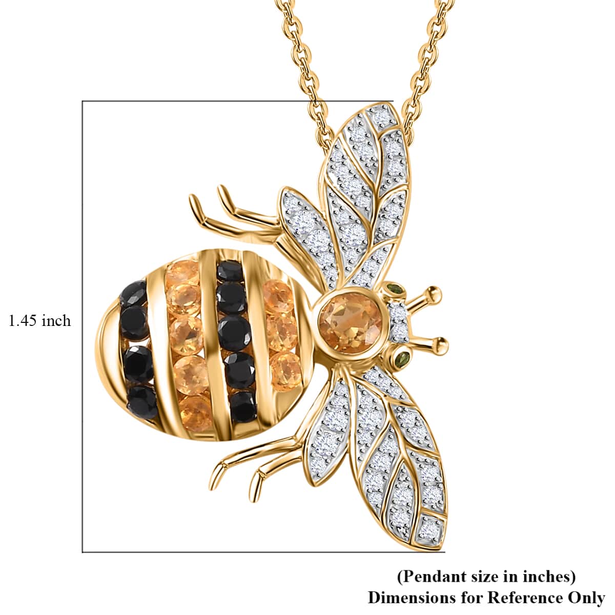GP Trionfo Nature's Collection Brazilian Citrine and Multi Gemstone 4.90 ctw Bee Pendant Necklace in Vermeil Yellow Gold Over Sterling Silver 20 Inches image number 6