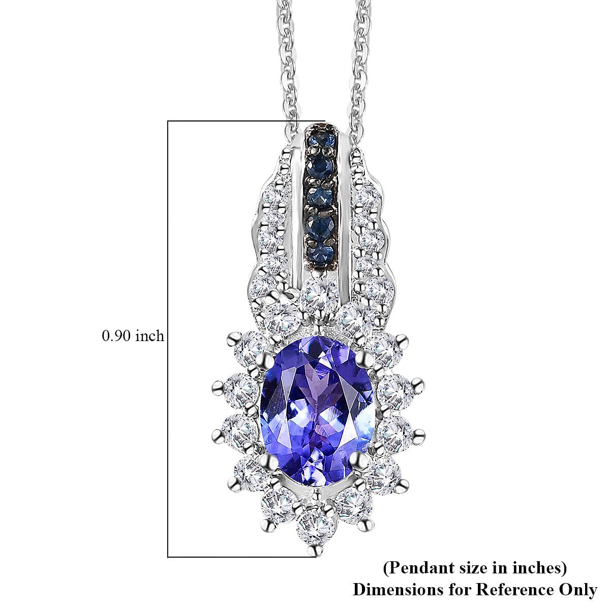 Tanzanite and Multi Gemstone 1.90 ctw Sunrays Pendant Necklace in Platinum Over Sterling Silver 20 Inches