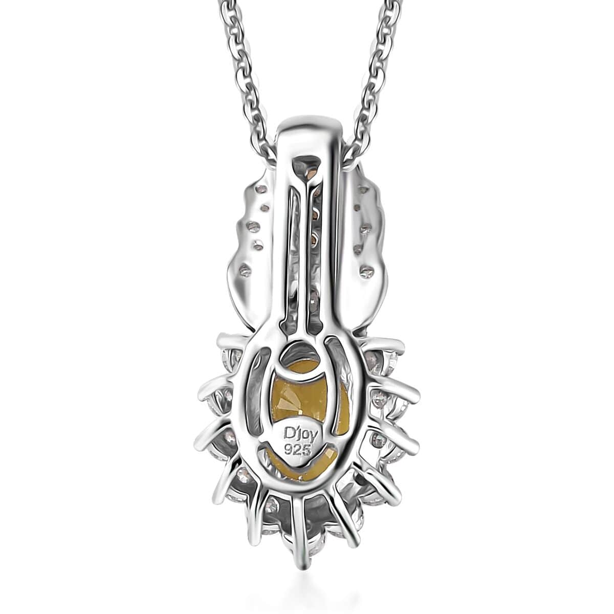 Madagascar Yellow Sapphire and Multi Gemstone Sunrays Pendant Necklace 20 Inches in Platinum Over Sterling Silver 2.40 ctw image number 8