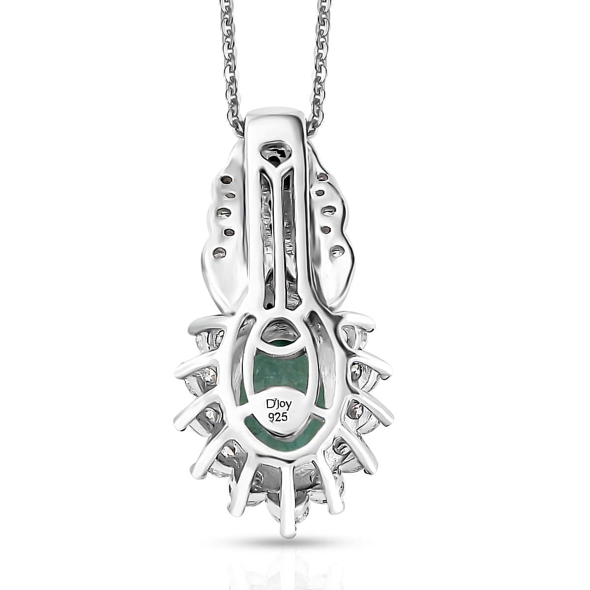 Kagem Zambian Emerald and Multi Gemstone Sunrays Pendant Necklace 20 Inches in Platinum Over Sterling Silver 1.75 ctw image number 4