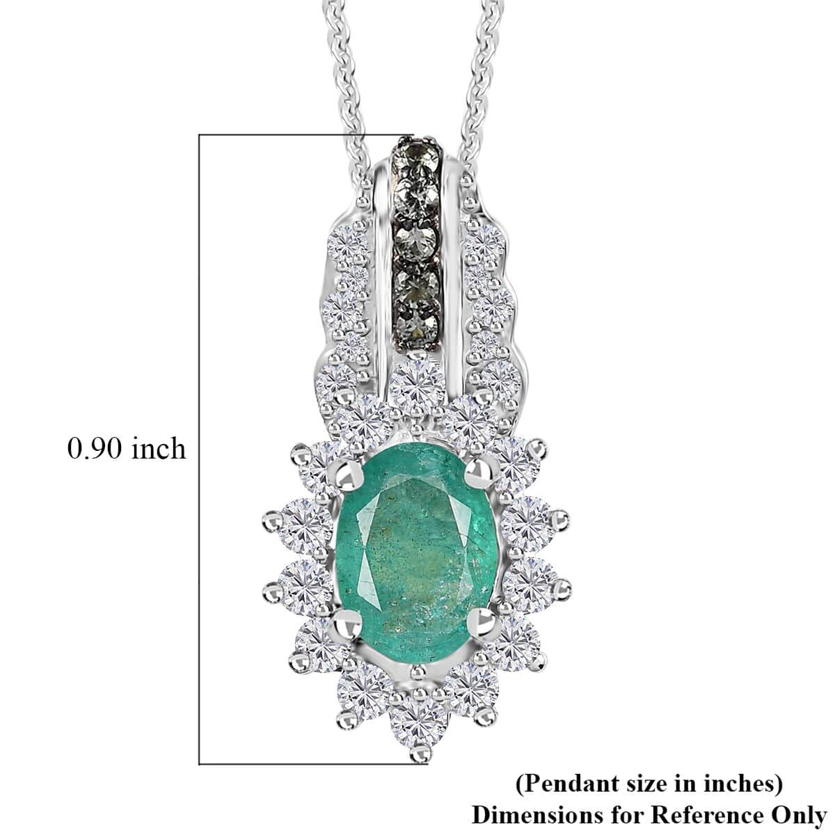 Kagem Zambian Emerald and Multi Gemstone Sunrays Pendant Necklace 20 Inches in Platinum Over Sterling Silver 1.75 ctw image number 6