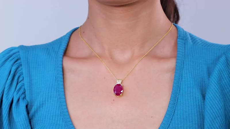 TLV Niassa Ruby (FF), Diamond Pendant Necklace (20 Inches) in Vermeil YG Over Sterling Silver 14.25 ctw