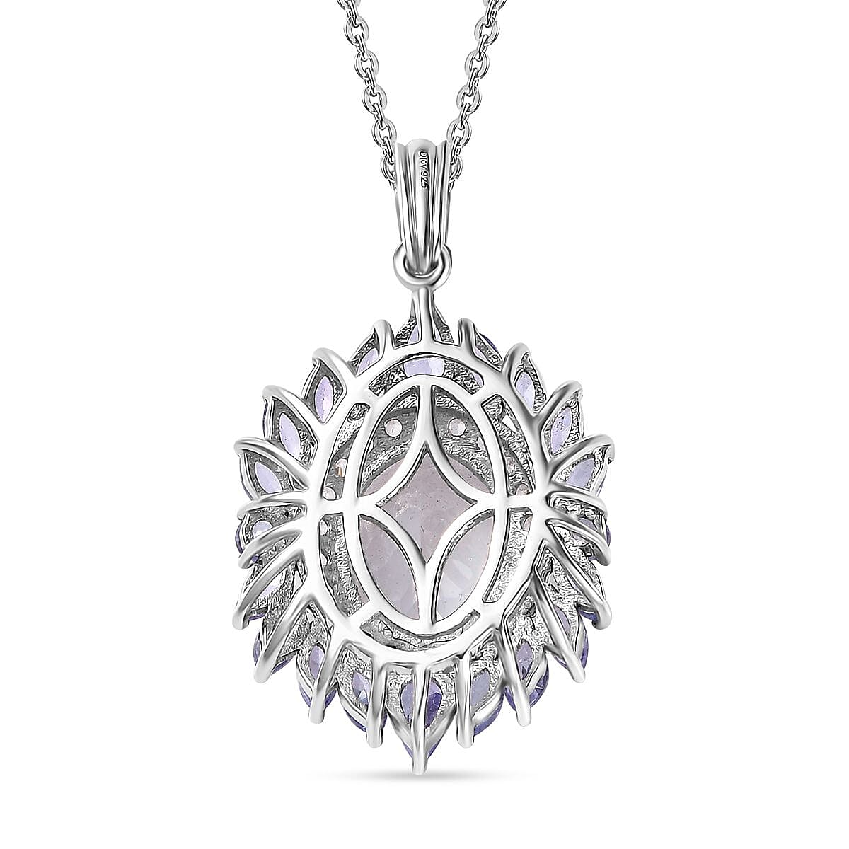 Mexican Hyalite Opal and Multi Gemstone Floral Pendant Necklace 20 Inches in Platinum Over Sterling Silver with Free UV Flash Light 4.90 ctw