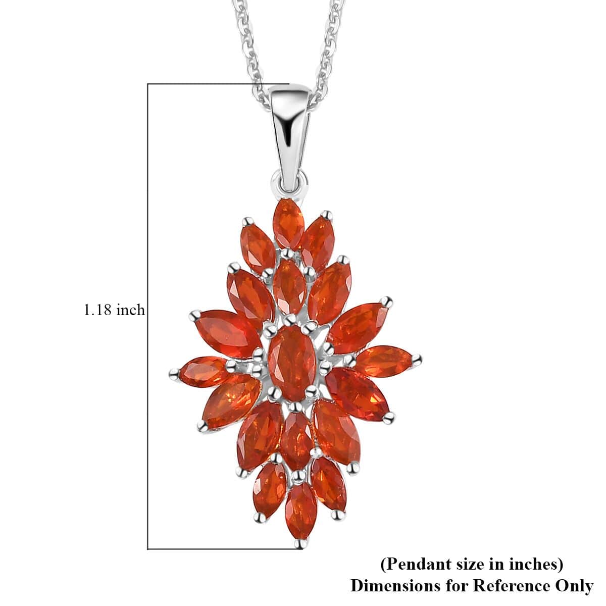 Crimson Fire Opal Elongated Pendant Necklace (20 Inches) in Platinum Over Sterling Silver image number 5