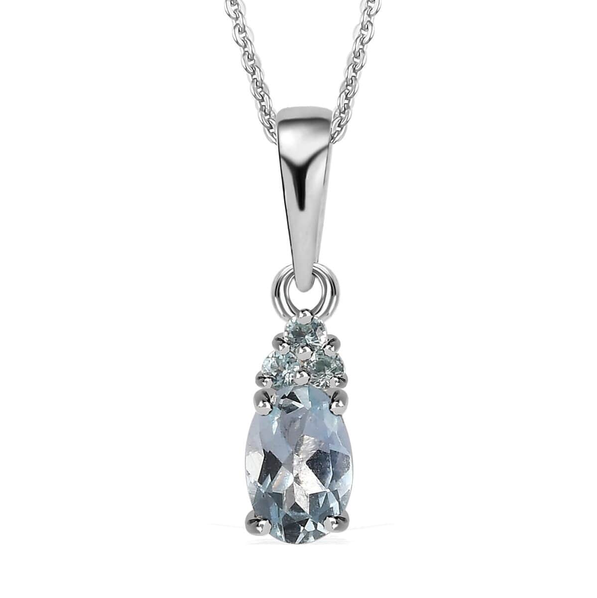 Premium Mangoro Aquamarine and Betroka Blue Apatite Ring (Size 5.0) and Pendant Necklace 20 Inches in Platinum Over Sterling Silver 1.00 ctw image number 5