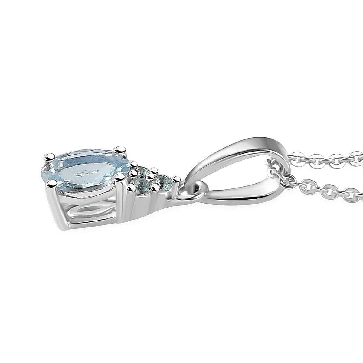 Premium Mangoro Aquamarine and Betroka Blue Apatite Ring (Size 7.0) and Pendant Necklace 20 Inches in Platinum Over Sterling Silver 1.00 ctw image number 6