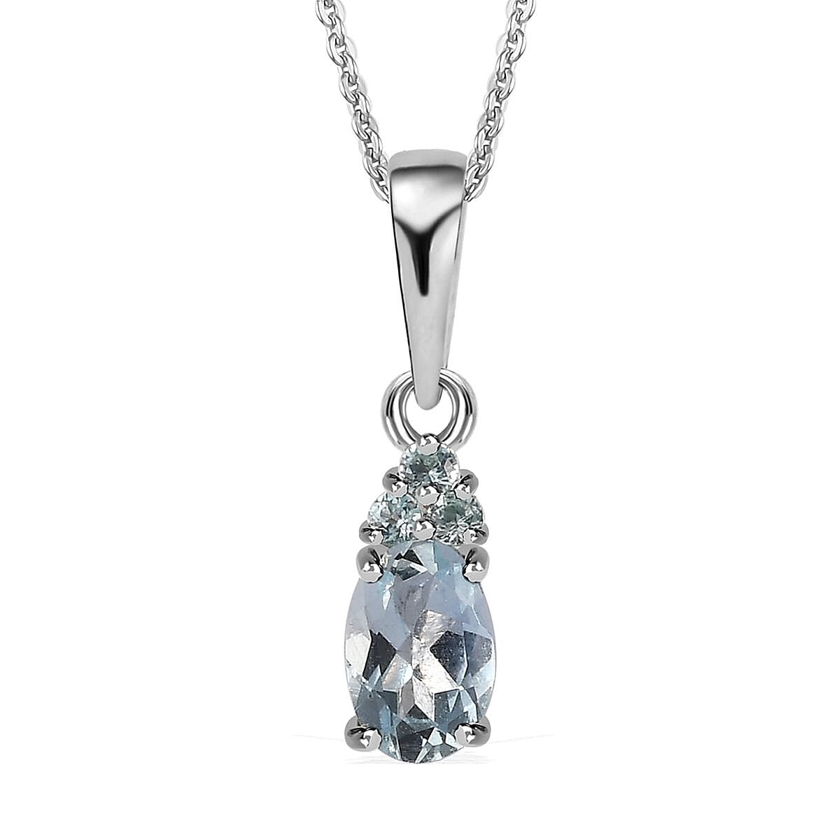 Premium Mangoro Aquamarine and Betroka Blue Apatite Ring (Size 8.0) and Pendant Necklace 20 Inches in Platinum Over Sterling Silver 1.00 ctw image number 5