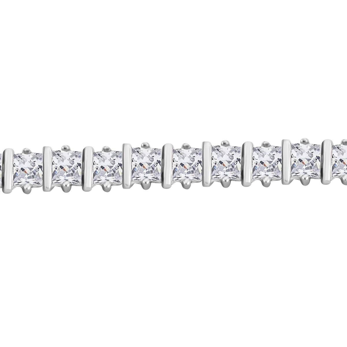 Princess Cut Simulated Diamond 13.80 ctw 3mm Tennis Bracelet (7.0 In) and Square Stud Earrings in Rhodium Over Sterling Silver image number 3