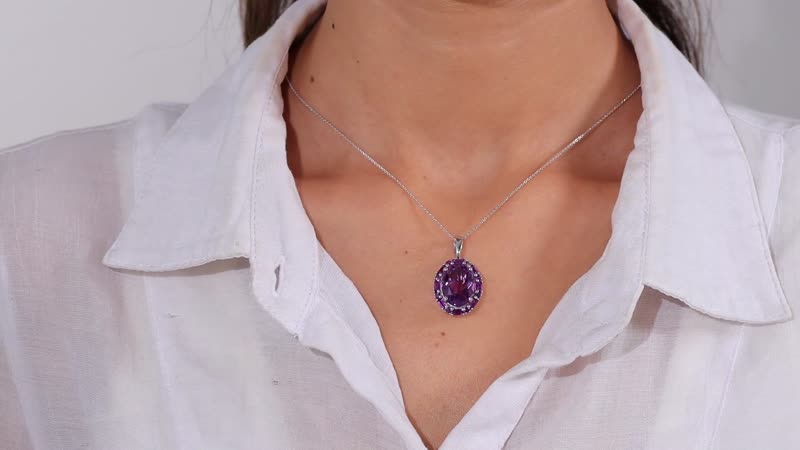 TLV African Amethyst Pendant Necklace (20 Inches) in Platinum Over Sterling Silver 11.00 ctw