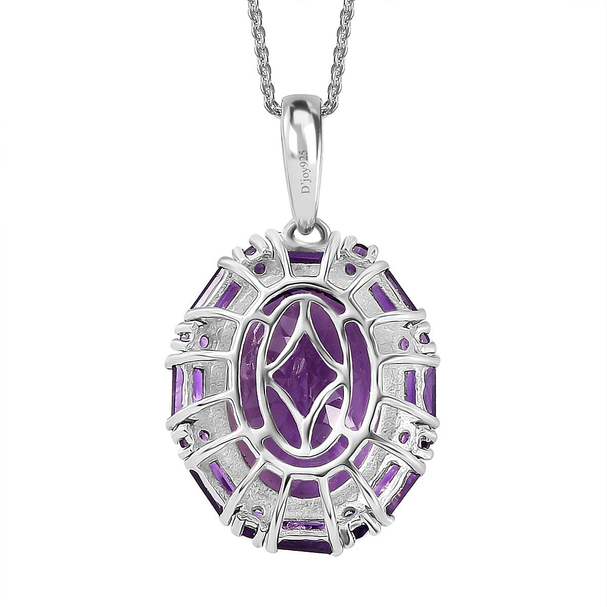 African Amethyst Halo Pendant Necklace 20 Inches in Platinum Over Sterling Silver 11.00 ctw image number 4