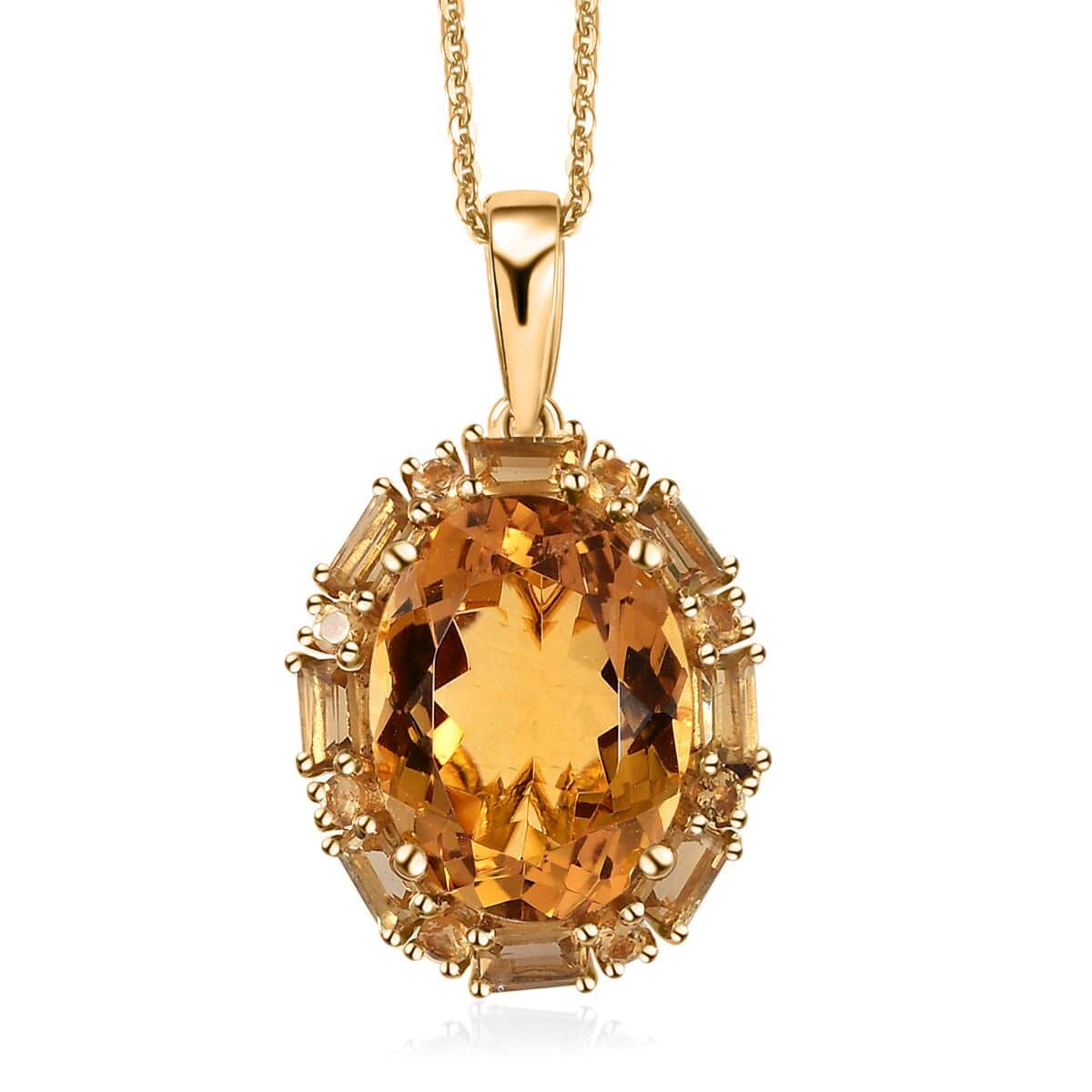 Brazilian Citrine 11.00 ctw Pendant Necklace in Vermeil Yellow Gold Over Sterling Silver 20 Inches image number 0