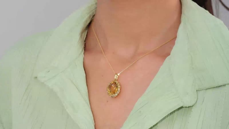 Brazilian Citrine 11.00 ctw Pendant Necklace in Vermeil Yellow Gold Over Sterling Silver 20 Inches