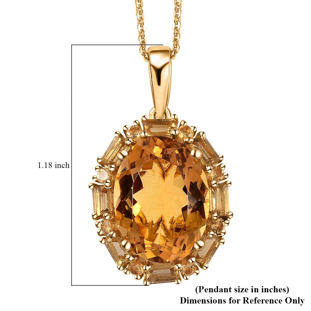 Brazilian Citrine 11.00 ctw Pendant Necklace in Vermeil Yellow Gold Over Sterling Silver 20 Inches image number 6