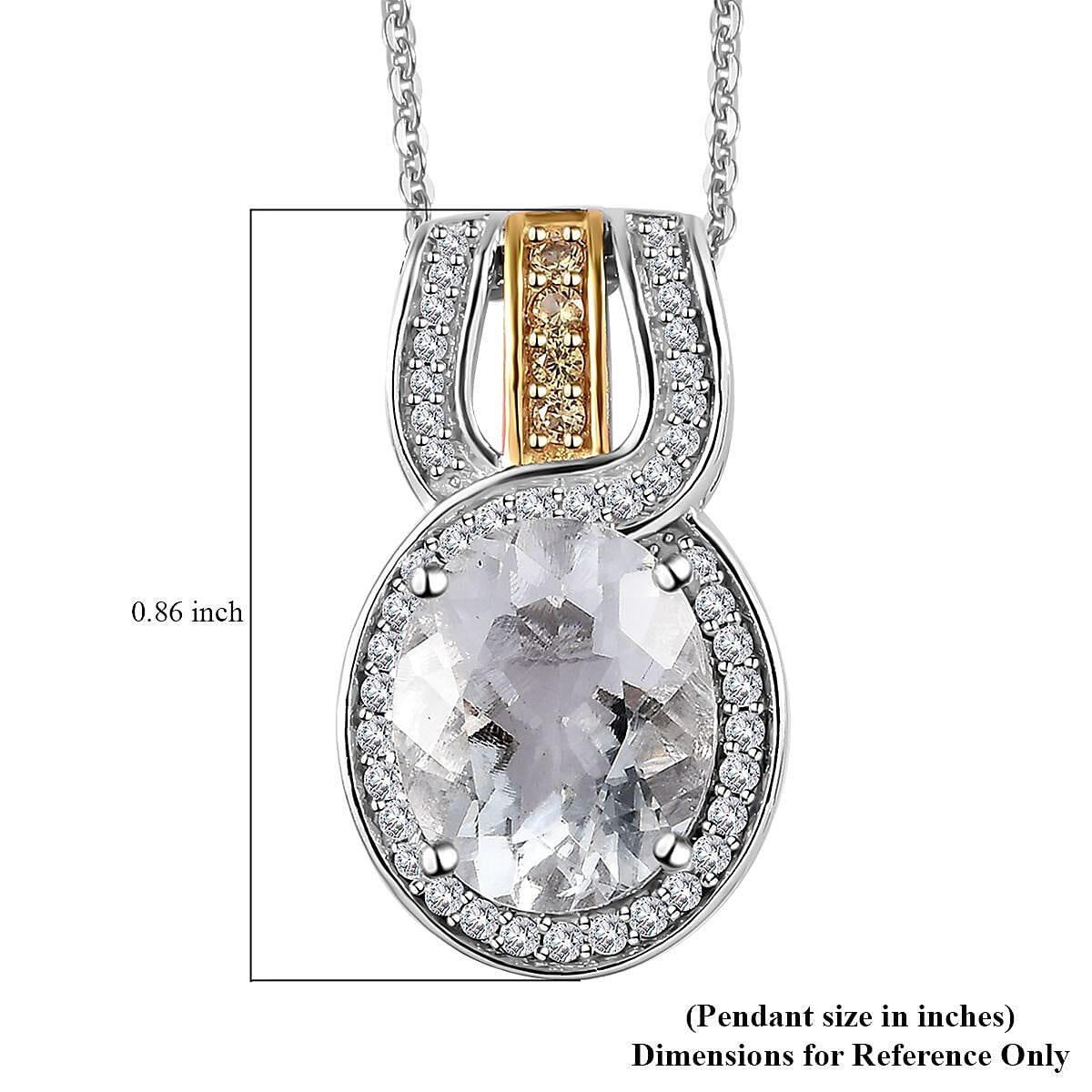 Mexican Hyalite Opal and Multi Gemstone Halo Pendant Necklace 20 Inches in Vermeil YG and Platinum Over Sterling Silver with Free UV Flash Light 2.90 ctw