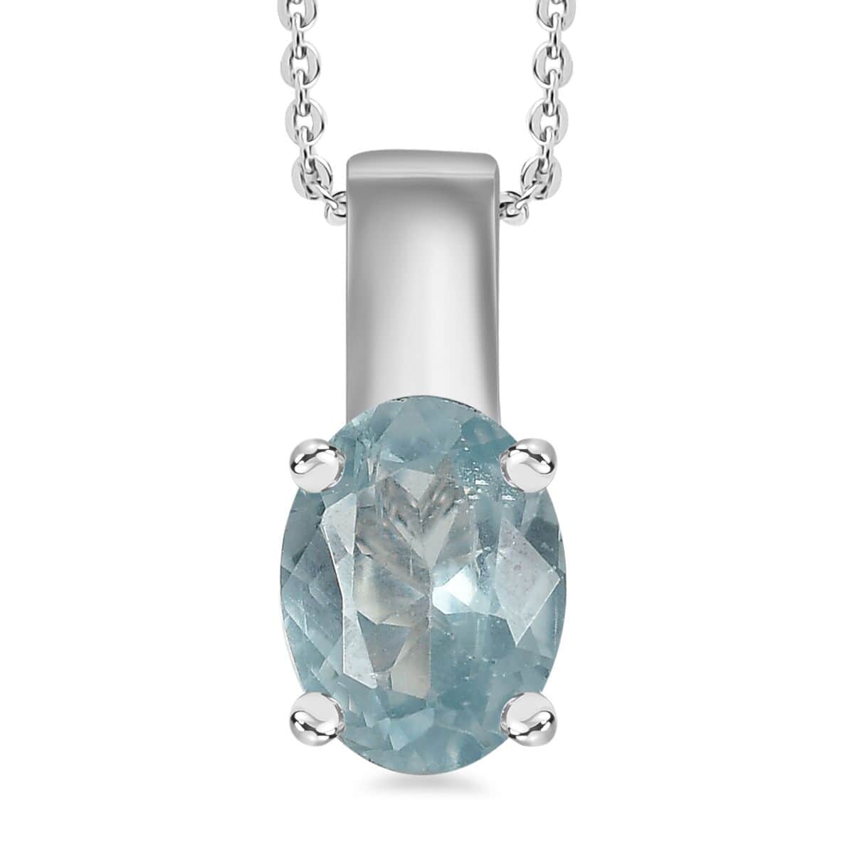 Aqua Kyanite Solitaire Pendant Necklace 20 Inches in Platinum Over Sterling Silver 1.40 ctw image number 0