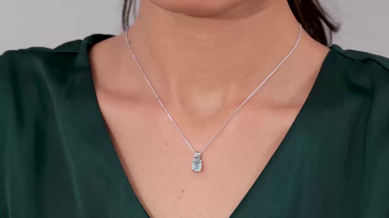 Aqua Kyanite Solitaire Pendant Necklace 20 Inches in Platinum Over Sterling Silver 1.40 ctw