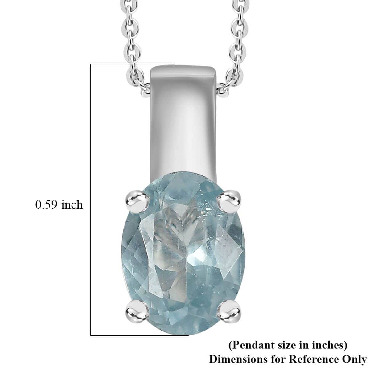 Aqua Kyanite Solitaire Pendant Necklace 20 Inches in Platinum Over Sterling Silver 1.40 ctw image number 5